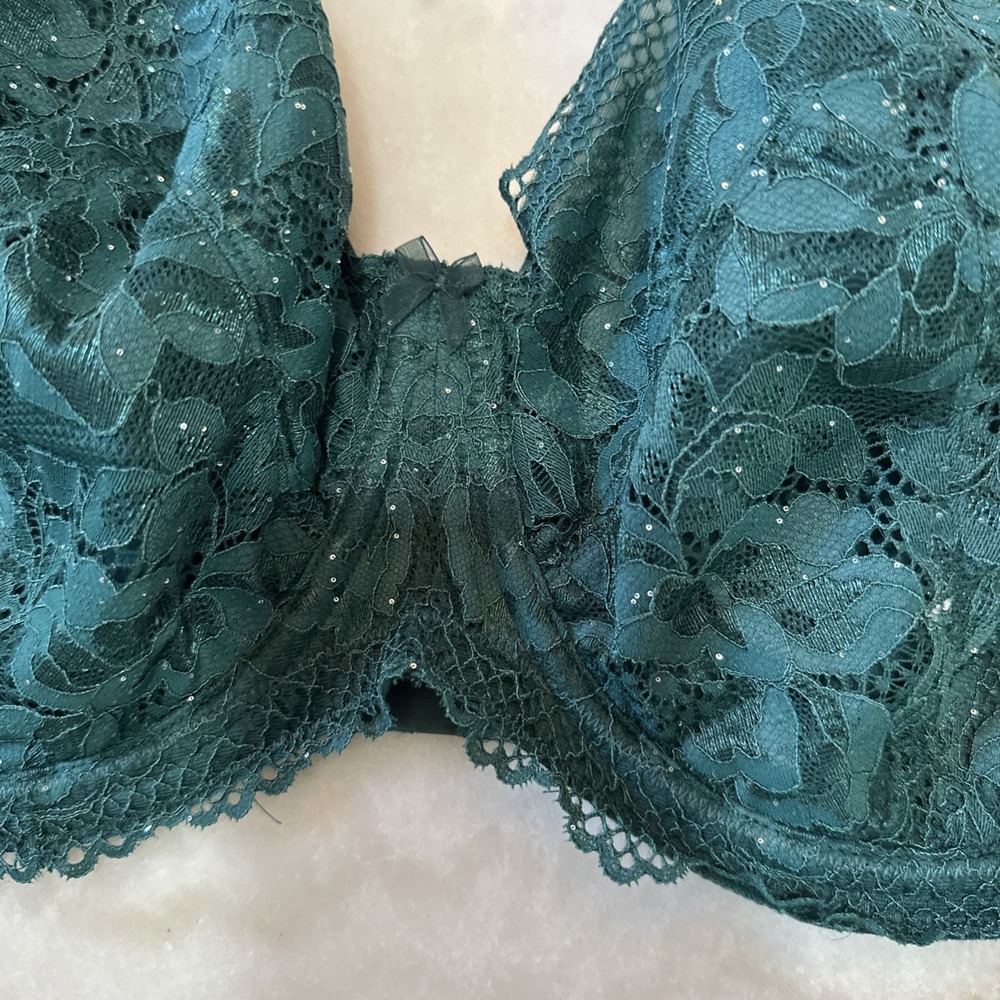 Torrid NWT Full Coverage Unlined Lace Bra Size 44DD Emerald Green - Picture 5 of 11